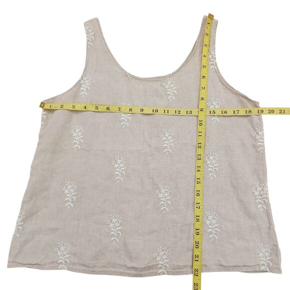 CP Shades Top Womens Small Beige Sleeveless Pure Irish Linen Embroidered Beachy - Picture 10 of 10